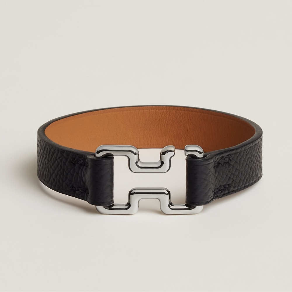 Authentic Hermès ‘Tonight’ Epsom Calfskin Bracelet in Noir